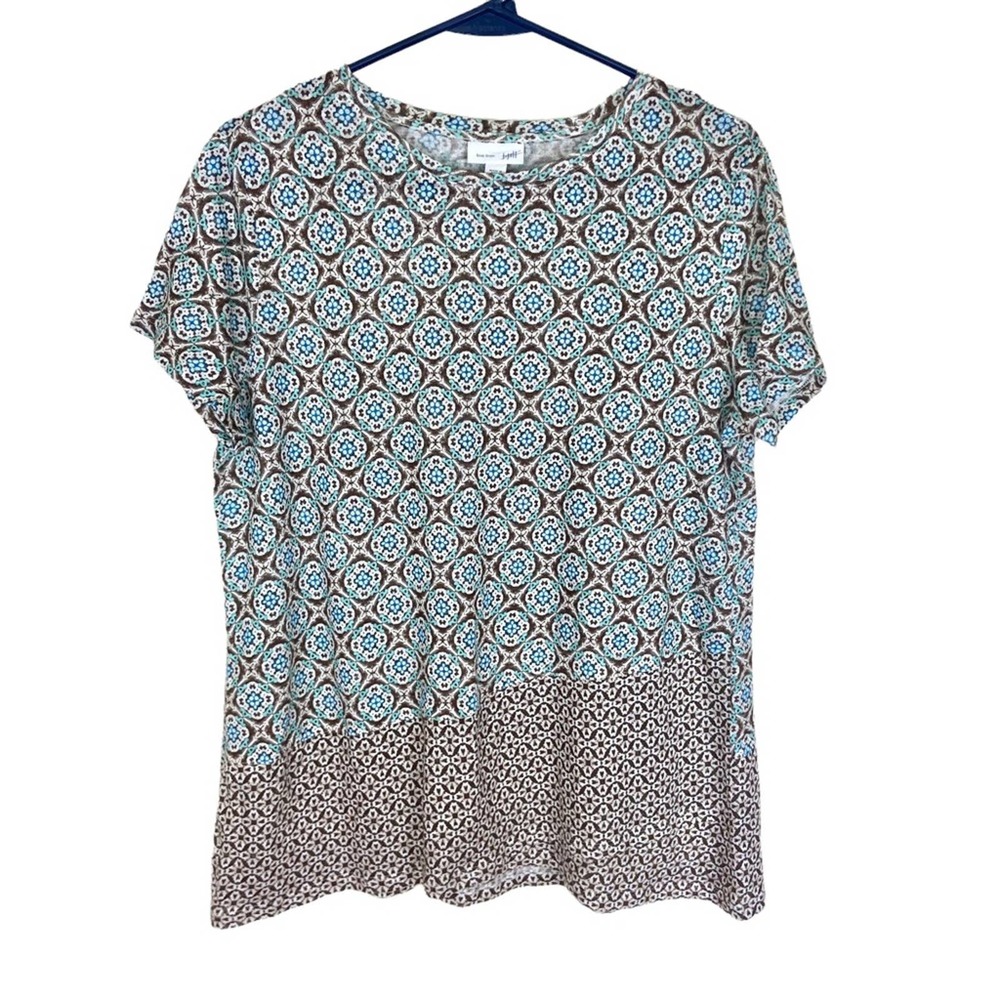 J. Jill Love Linen Geometric Pattern T-shirt